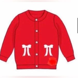 Busy Bees Smocks Cardigan with Wooden Buttons and Ribbon Appliqué